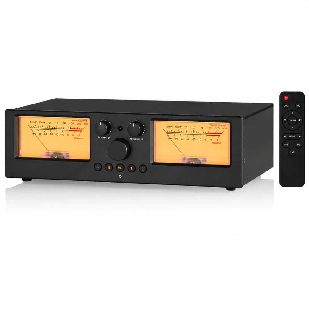 Dual Zone Analog Speaker Selector with 2 Way Amplifier Switch and Front Panel VU Meter Display 2 In 2 Out