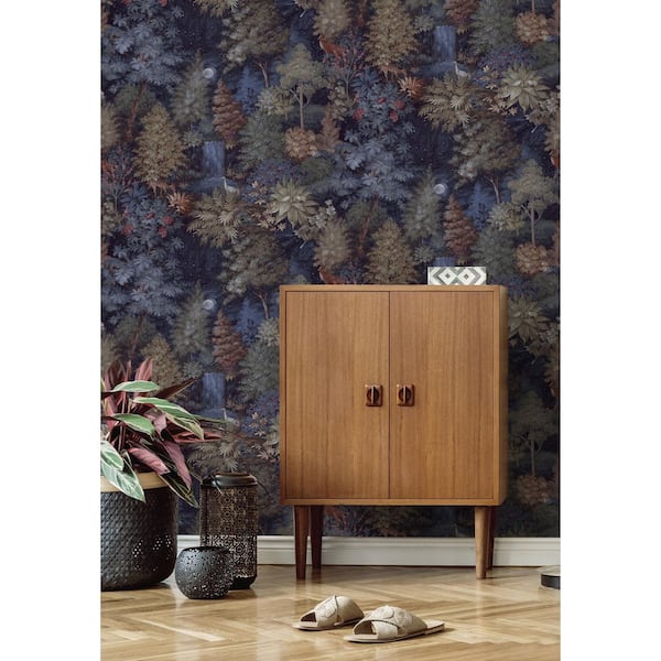 Midnight Woods Navy Bue Non-Pasted Wallpaper Roll (Covers 56 sq. ft.)