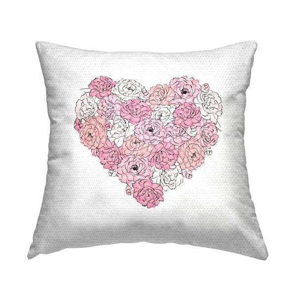 Stupell Industries Pink Heart Shaped Roses Outdoor Printed Throw Pillow by Martina Pavlova