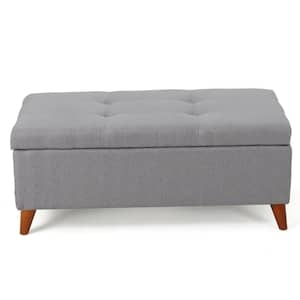 Harper Light Gray Fabric Storage Ottoman