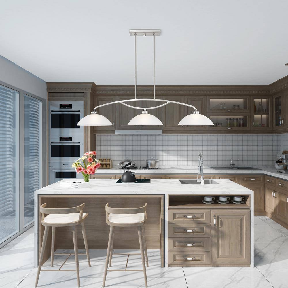 Somerset Sleek 50'' Brushed Nickel Linear Island Light with Satin Glass