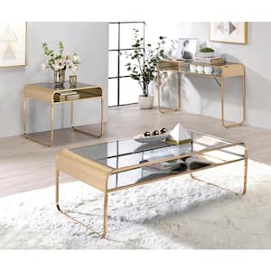 Mindry 46 in. Gold Rectangular Glass Top Console Table
