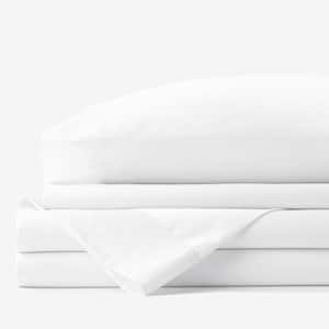 4-Piece White Solid 300-Thread Count Bamboo Cotton Sateen Full Sheet Set