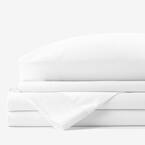 4-Piece White Solid 300-Thread Count Bamboo Cotton Sateen King Sheet Set