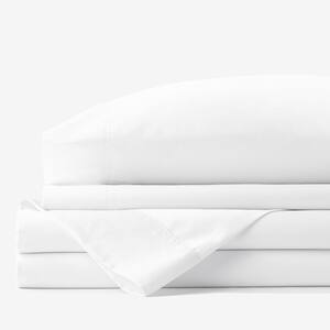 4-Piece White Solid 300-Thread Count Rayon Made From Bamboo Cotton Sateen King Sheet Set