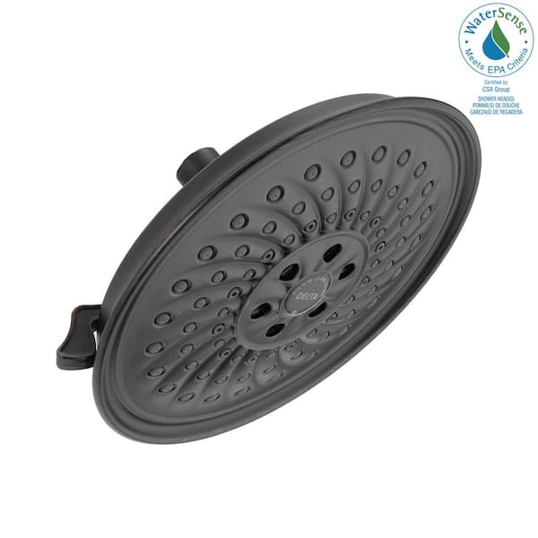 3-Spray 7.7 in. Single Wall Mount Fixed Rain H2Okinetic Shower Head in Venetian Bronze