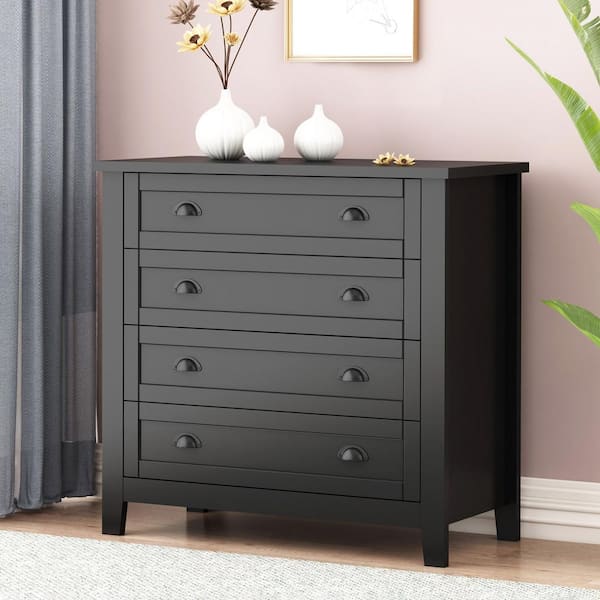 Unbranded 37.8 in. W x 17.7 in. D x 36.3 in. H Black Linen Cabinet with Drawers for Living Room Kitchen