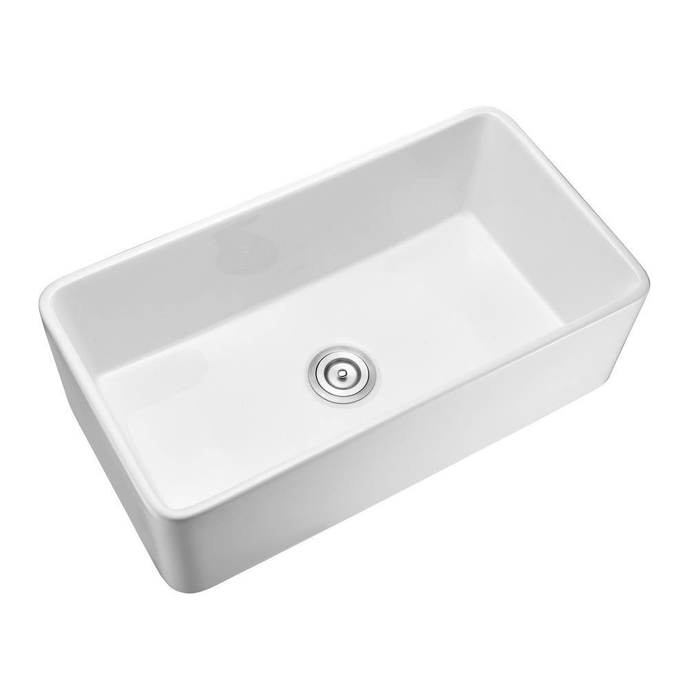 33" White Ceramic Farmhouse Apron Single Bowl Kitchen Sink