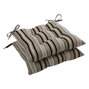 Striped 19 x 19 2-Piece Outdoor Dining chair Cushion in Black/Grey Getaway Stripe