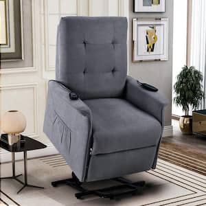 Dark Gray Fabric Standard (No Motion) Recliner with Remote Control