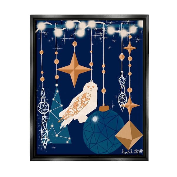 Stupell Industries Geometric Winter Owl by Hannah Byatt 1 Piece Floater Frame Graphic Print Animal Poster Art Print 21 in. x 17 in.
