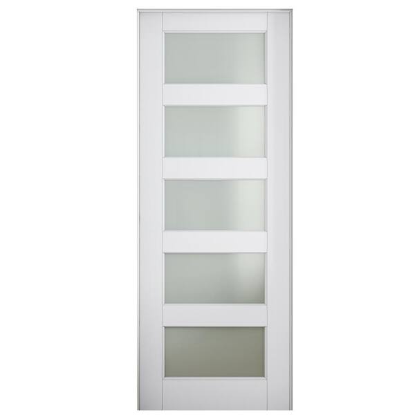 ARK DESIGN 28 in. x 80 in. Left Handed 5 Lites Frosted Glass White