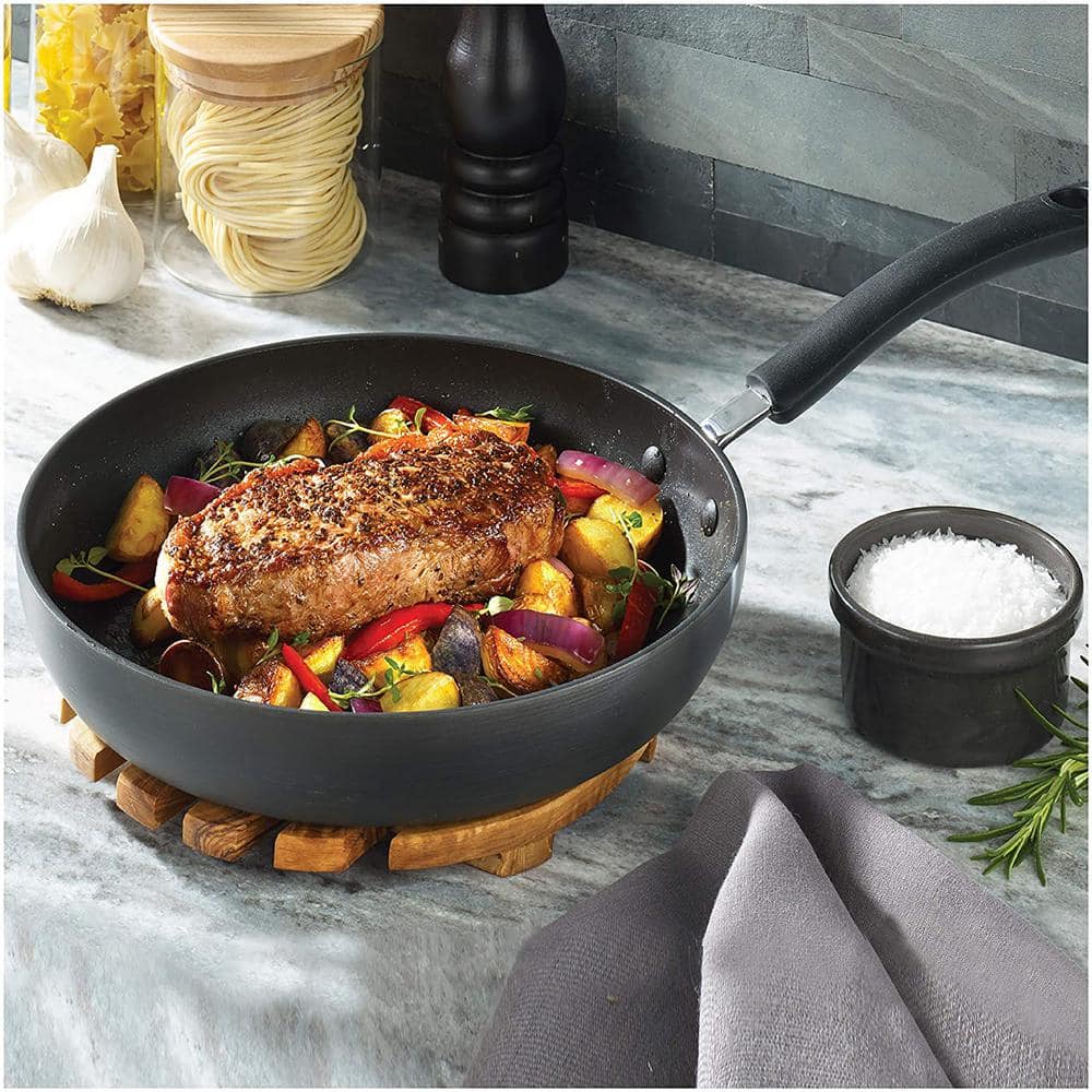 Ultimate Hard Anodized Nonstick Aluminum Fry Pan Set, Black