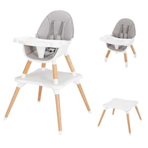 5-in-1 Gray Baby High Chair Infant Eat Chair with Booster Seat