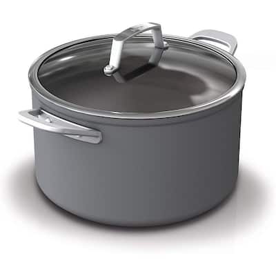 8 qt. Foodi NeverStick Premium Aluminum and Stainless Steel Stock Pot with Glass Lid