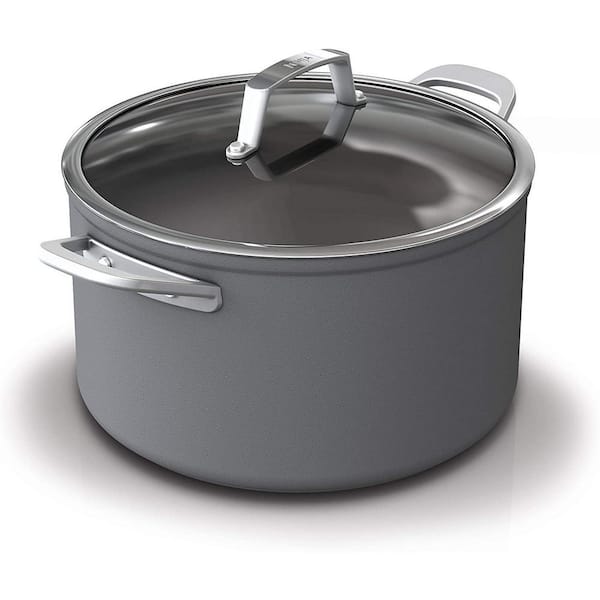 NINJA Foodi NeverStick Premium 8 qt. Hard-Anodized Aluminum Stainless Steel  Stock Pot with Glass Lid C30480 - The Home Depot