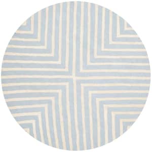 Cambridge Light Blue/Ivory 4 ft. x 4 ft. Round Striped Geometric Area Rug