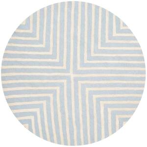 Cambridge Light Blue/Ivory 6 ft. x 6 ft. Round Striped Geometric Area Rug