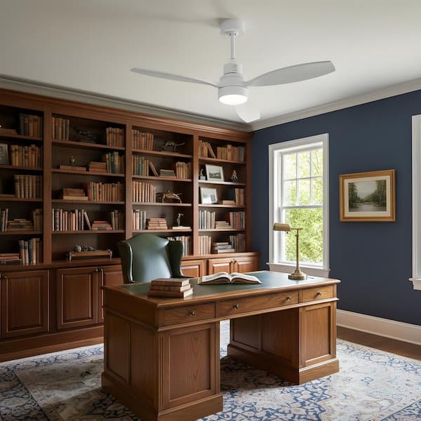 52 in. LED Indoor White Ceiling Fan with Light Kit, Remote Control