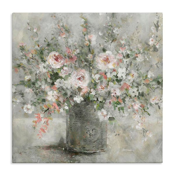 Soft Pink Blooms Farmhouse Bouquet by Carol Robinson Unframed Graphic Art Print Nature 17 in. x 17 in.