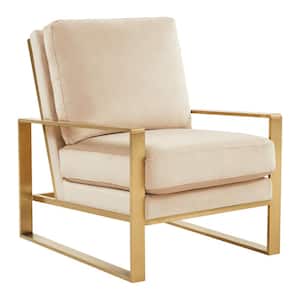 Jefferson Beige Velvet Arm Chair