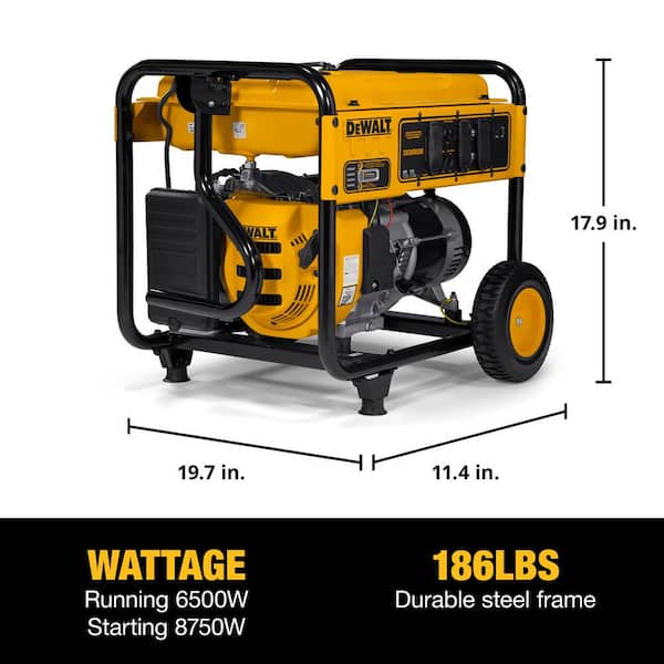 DeWALT 6,500-Watt Gasoline Powered Manual Start Portable Generator with Idle Control, Covered Outlets and CO Protect DeWALT 6,500-Watt Gasoline Powered Manual Start Portable Generator with Idle Control, Covered Outlets and CO Protect