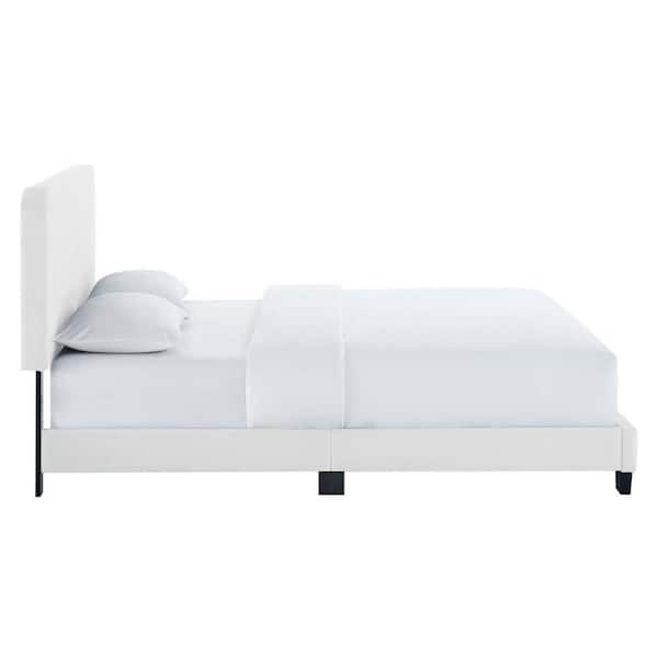 Celine White Channel Tufted Performance Velvet Full Platform Bed