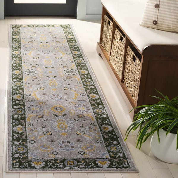 Bayside 2 ft. x 8 ft. Green/Beige Traditional Floral Runner Rug