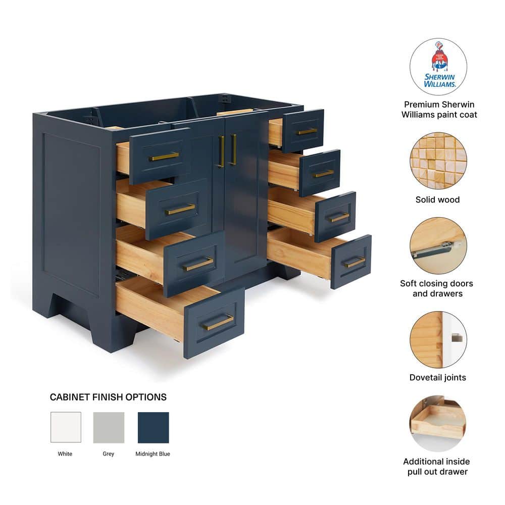 Midnight Blue 48'' Hardwood Single Bathroom Vanity Base