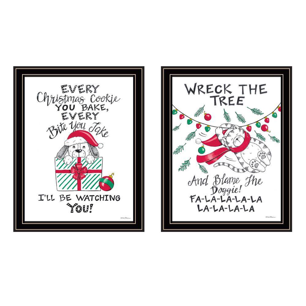 Cat and Dog Christmas Enjoyment in Christmas by Deb Strain 2-Piece Framed P
