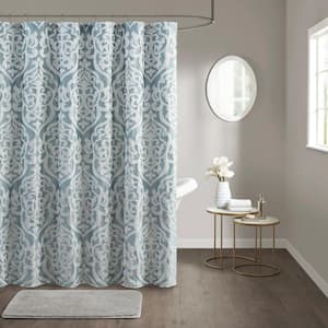 Dillon 72 in. W x 72 in. L Polyester in Aqua/Silver Shower Curtain
