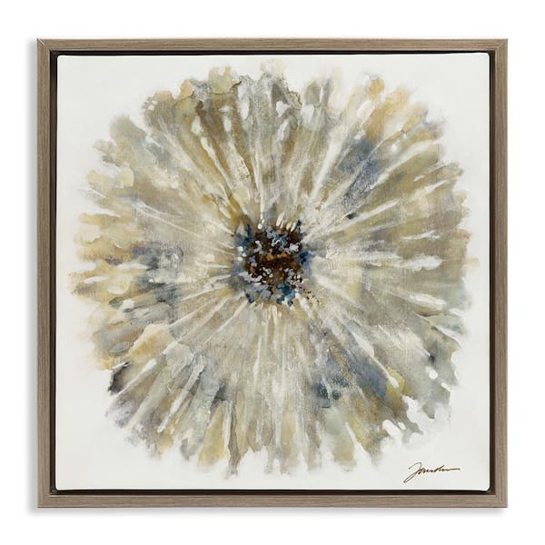 Stupell Industries Neutral Rustic Abstract Flower by Liz Jardine Brown Floater Frame Nature Graphic Art Print 25 in. x 25 in.