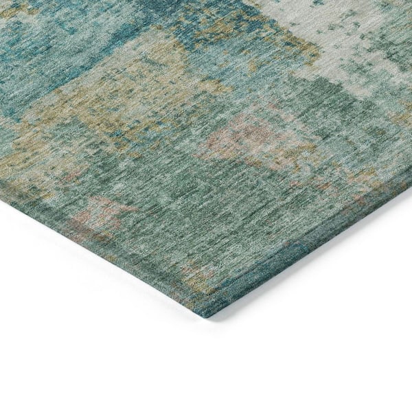 Chantille Machine Washable Indoor/Outdoor Abstract ACN2147 Teal 1 ft. 8 in. x 2 ft. 6 in. Accent Rug