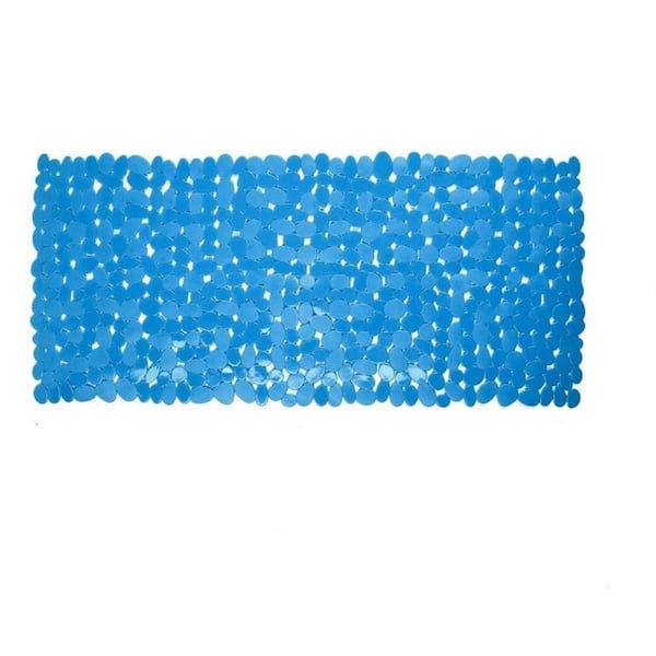 35 in. x 16 in. Blue Solid Color Plastic Rectangle Bath Mat