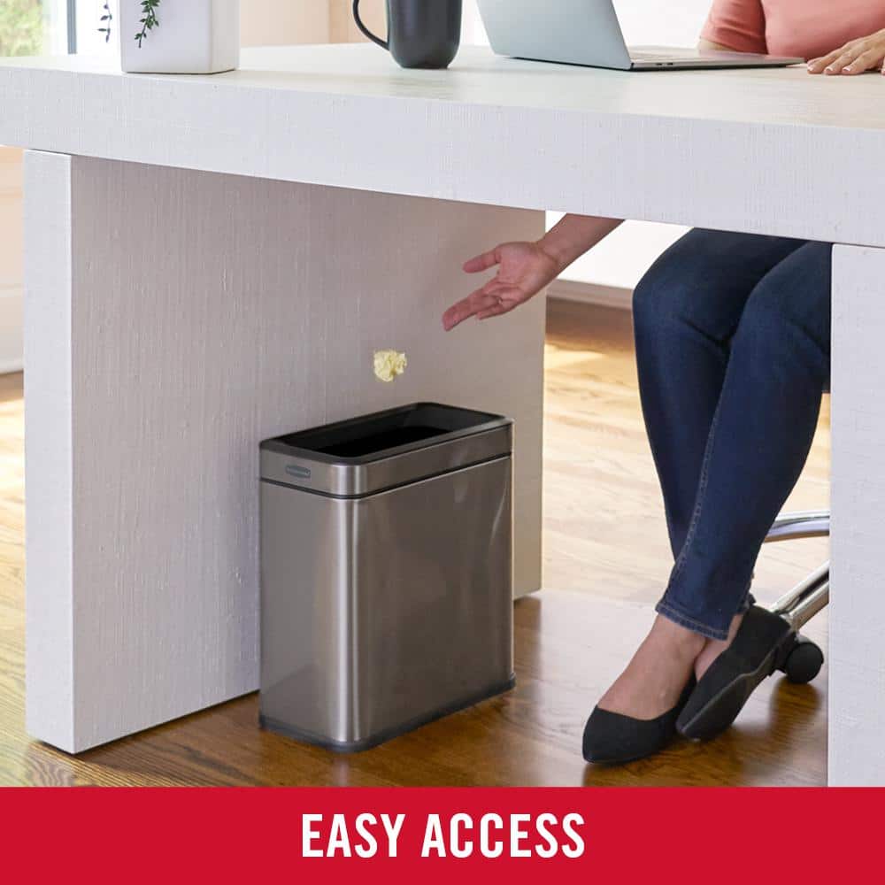 Charcoal Stainless Steel 2.6-Gallon Open Top Wastebasket