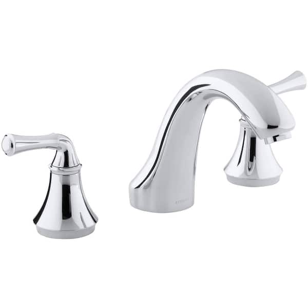 KOHLER Forte 8 in. 2-Handle Bath-Mount/Deck-Mount Bathroom Faucet Trim Kit in Polished Chrome (Valve Not Included)