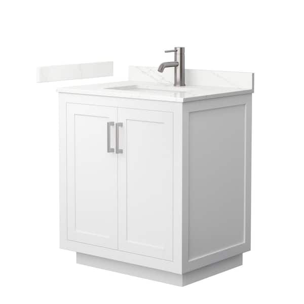 Wyndham Collection Miranda 30 in. W x 22 in. D x 33.75 in. H Single Bath Vanity in White with Giotto Quartz Top