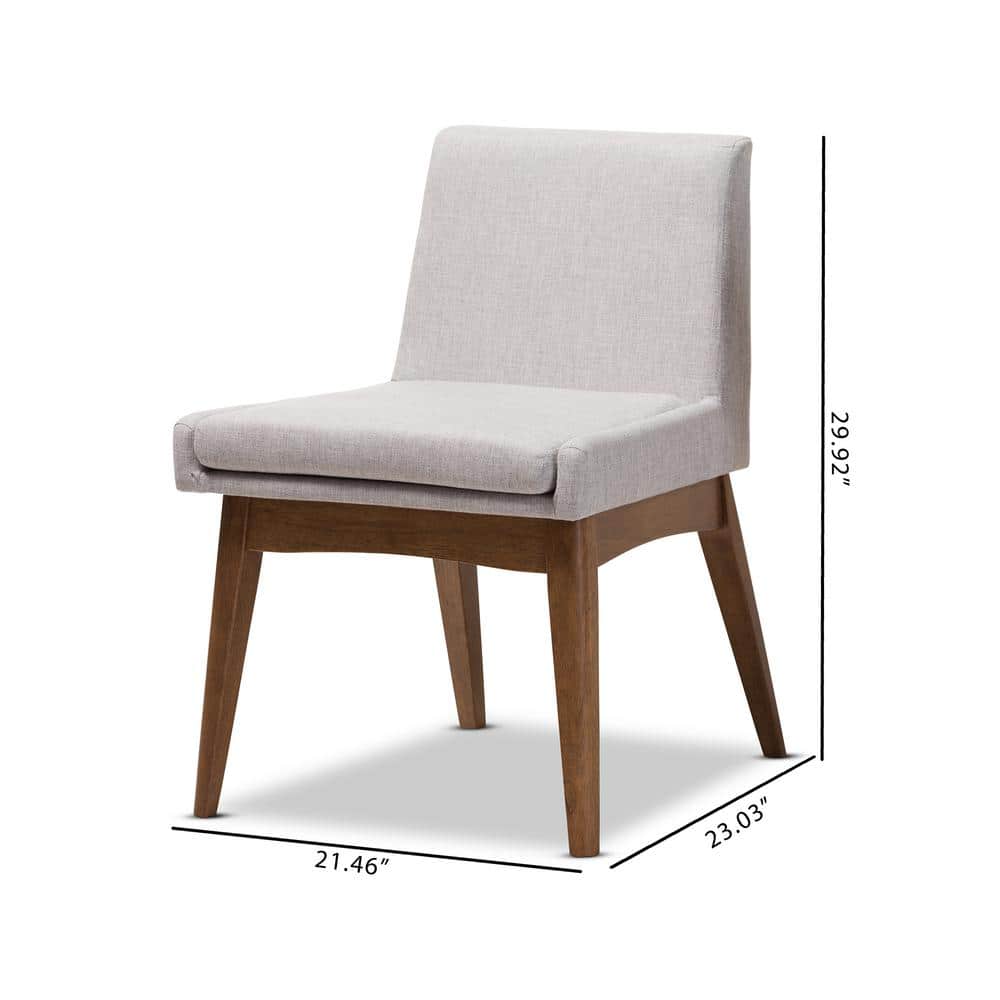 Greyish Beige Upholstered Parsons Side Chair with Walnut Wood Frame