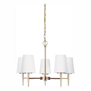 Driscoll 5-Light Satin Brass Modern Transitional Hanging Chandelier with LED Bulbs