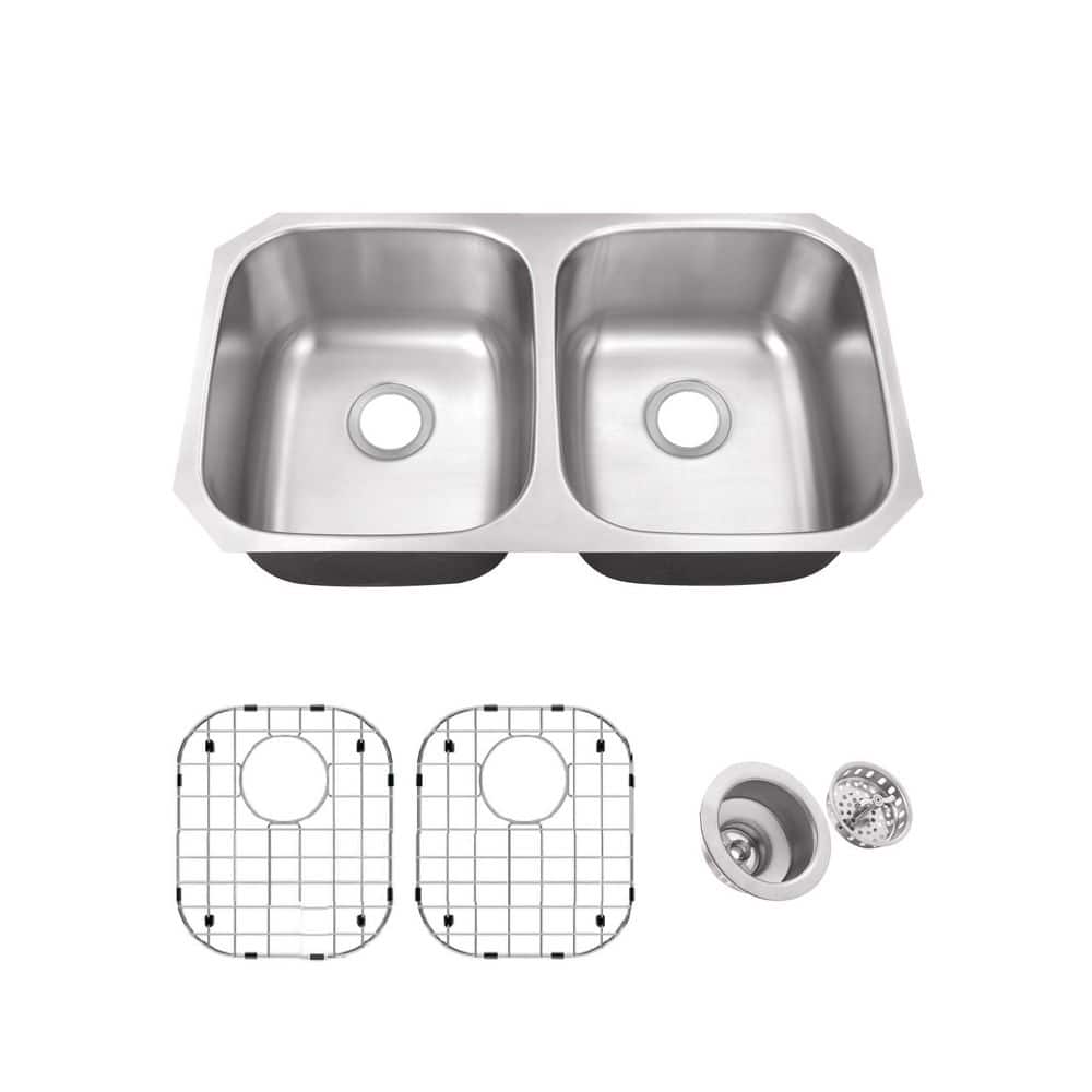 32 in. 50/50 Double Bowl 16-Gauge Stainless Steel Undermount Kitchen Sink Package with Accessories price history on PriceWatchPro