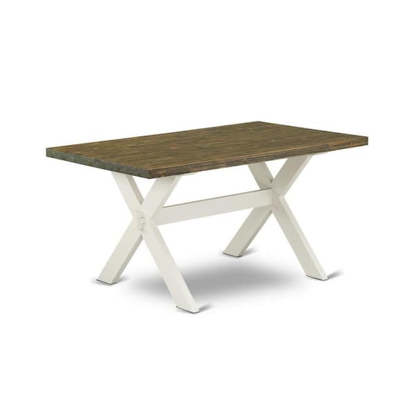 East West Furniture 5-Piece Natural Oak Finish Solid Wood Top Dining table with 4 Chairs with Lattice Back
