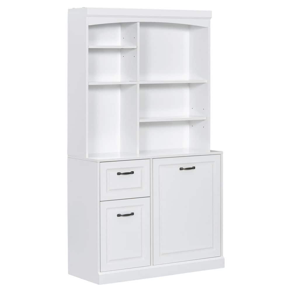 39.3 in. W x 16.5 in. D x 70.9 in. H White Linen Cabinet with Drawers and Adjustable Shelves, Steel Handles price history on PriceWatchPro