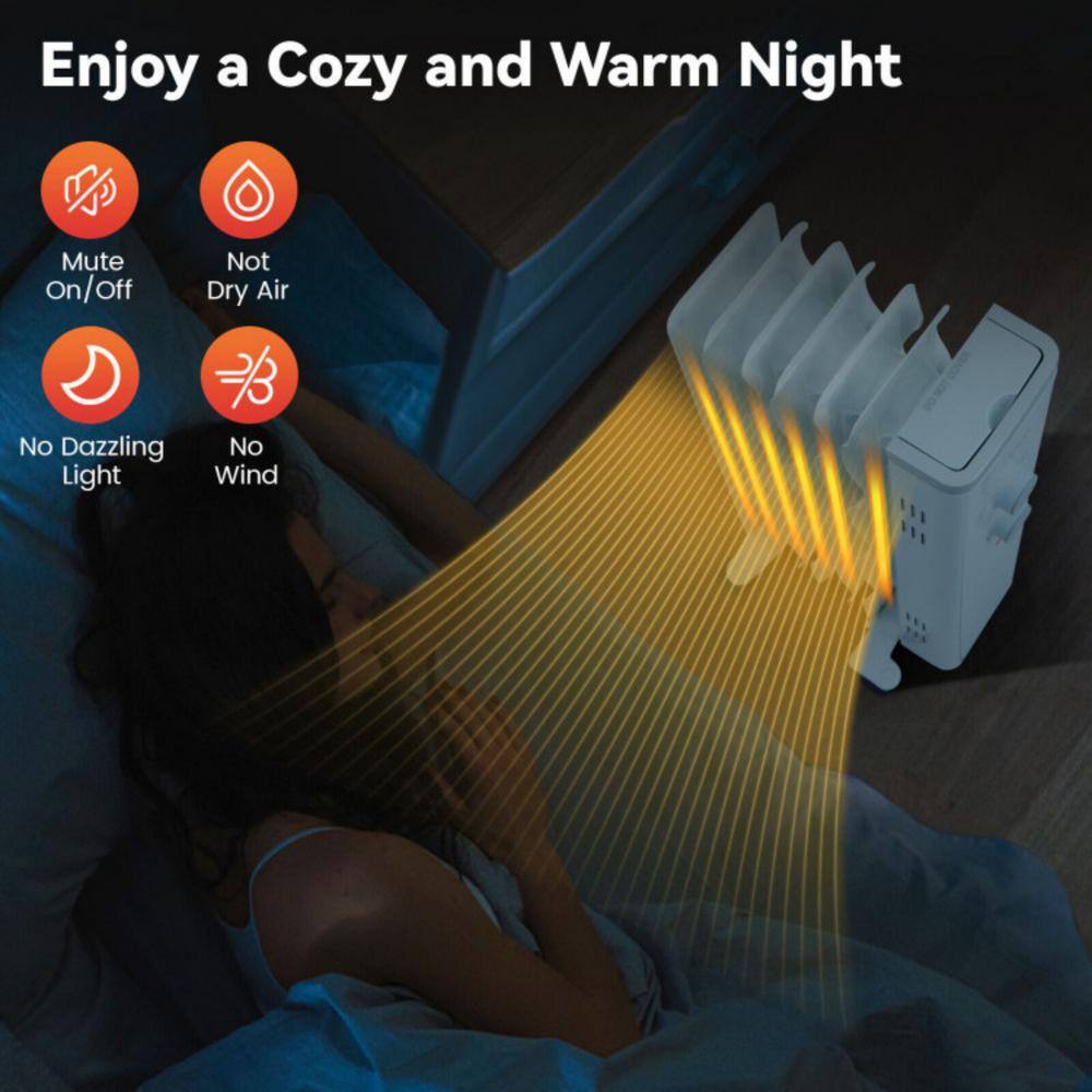 White 1500W Oil Filled Radiant Space Heater with Thermostat