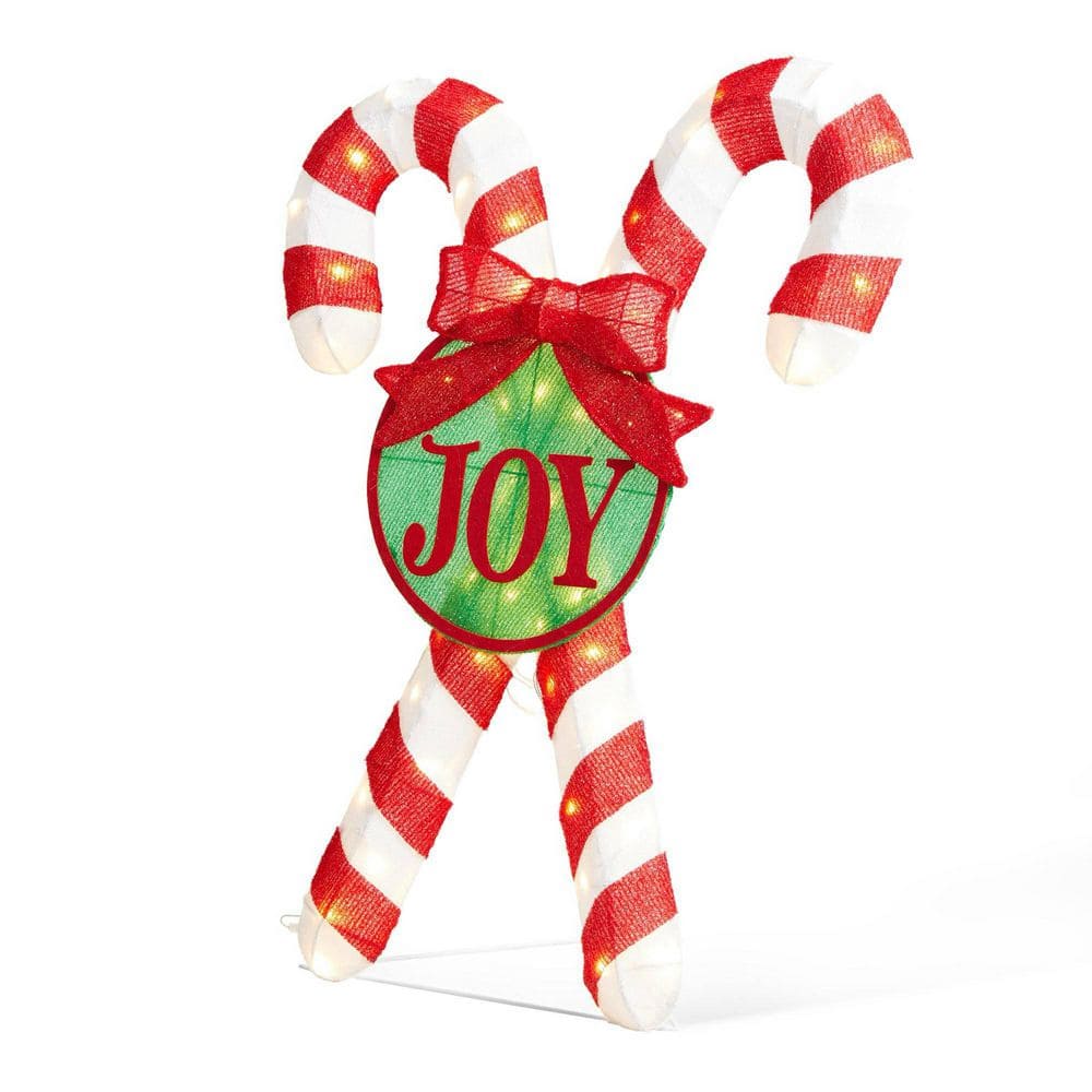 35.5 in. H Lighted Christmas Candy Cane Outdoor Decor with 60 Warm White LED Lights (KD) price history on PriceWatchPro