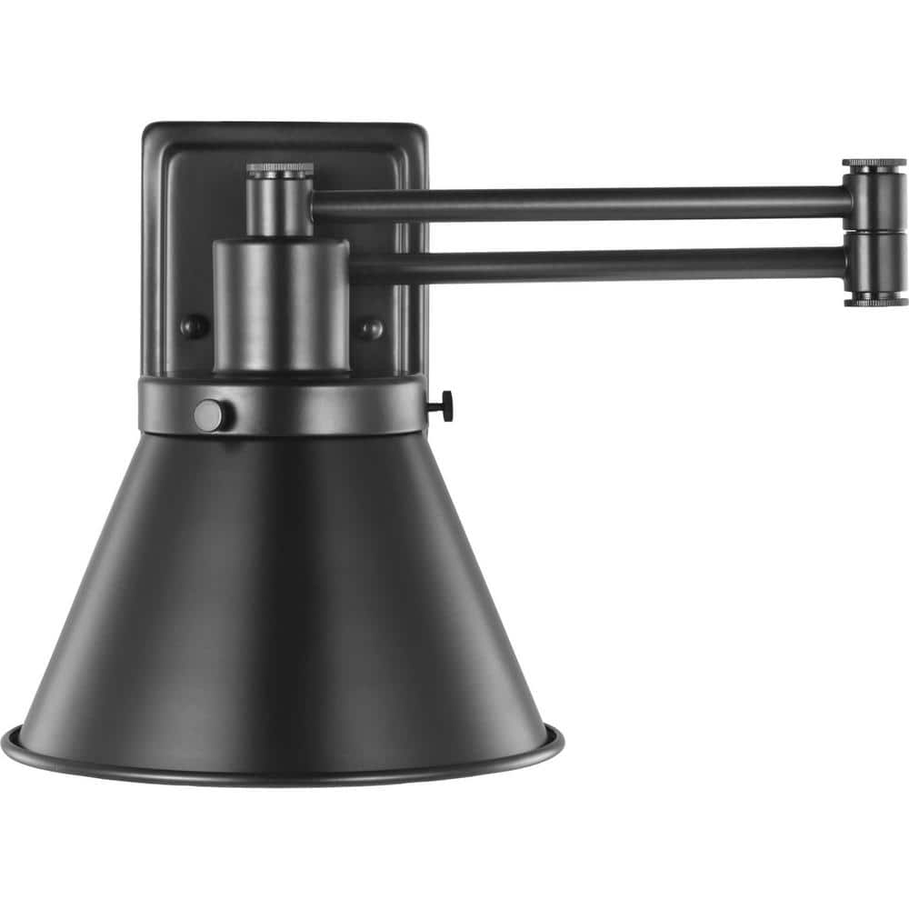 Black Steel Adjustable Swing Arm Wall Sconce