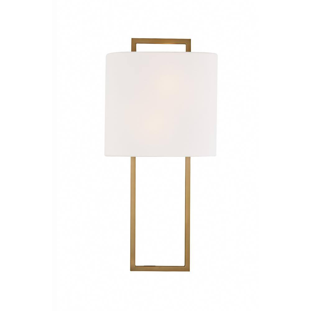 Elegant Vibrant Gold Dimmable Wall Sconce with White Silk Shade
