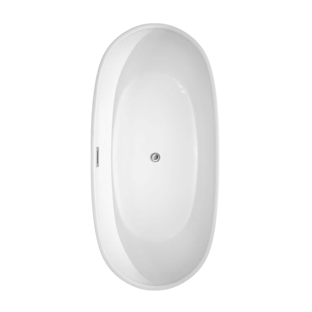 Rebecca 65'' White Acrylic Freestanding Bathtub with Chrome Trim