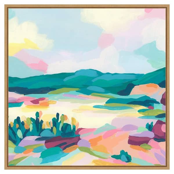 Amanti Art Pink Rock Valley I by June Erica Vess 1 Piece Floater Frame Canvas Giclee Abstract Art Print 30 in. x 30 in.