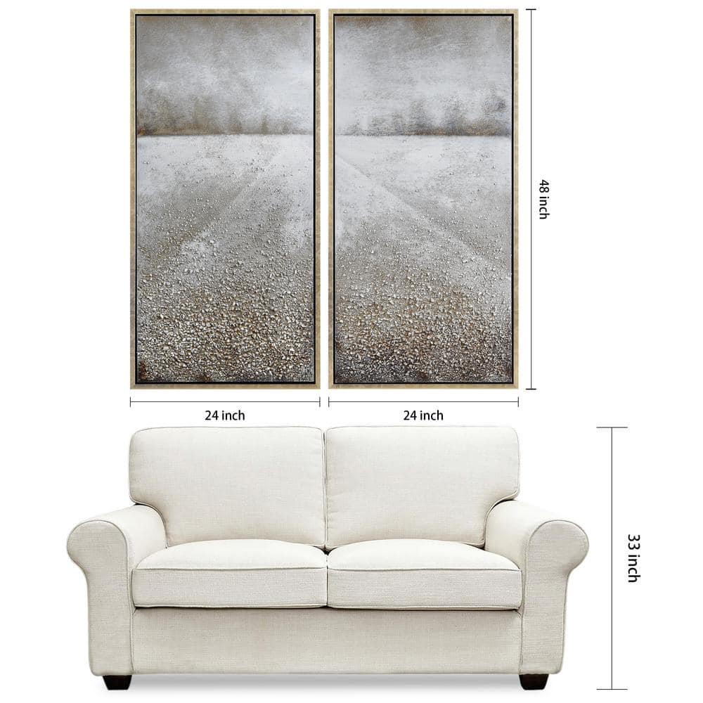 Abstract Gray and Beige Textured Landscape Canvas Painting