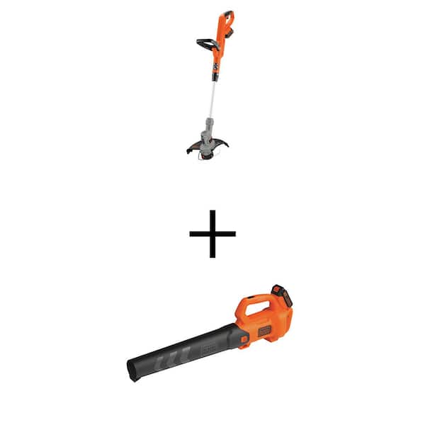 BLACK+DECKER 20V MAX Cordless 2-in-1 String Trimmer/Edger and 90 MPH 320 CFM Leaf Blower with (2) 2Ah Battery & Chargers